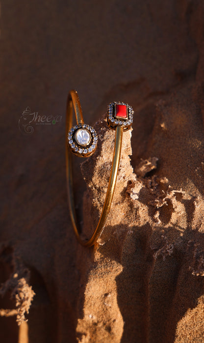 White and coral moissanaite bracelet