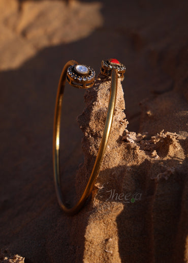 White and coral moissanaite bracelet