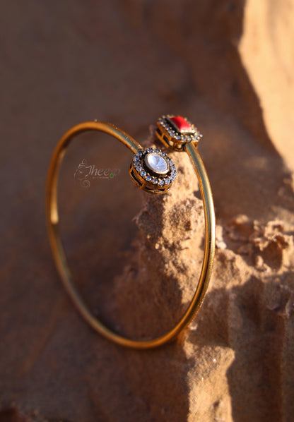 White and coral moissanaite bracelet