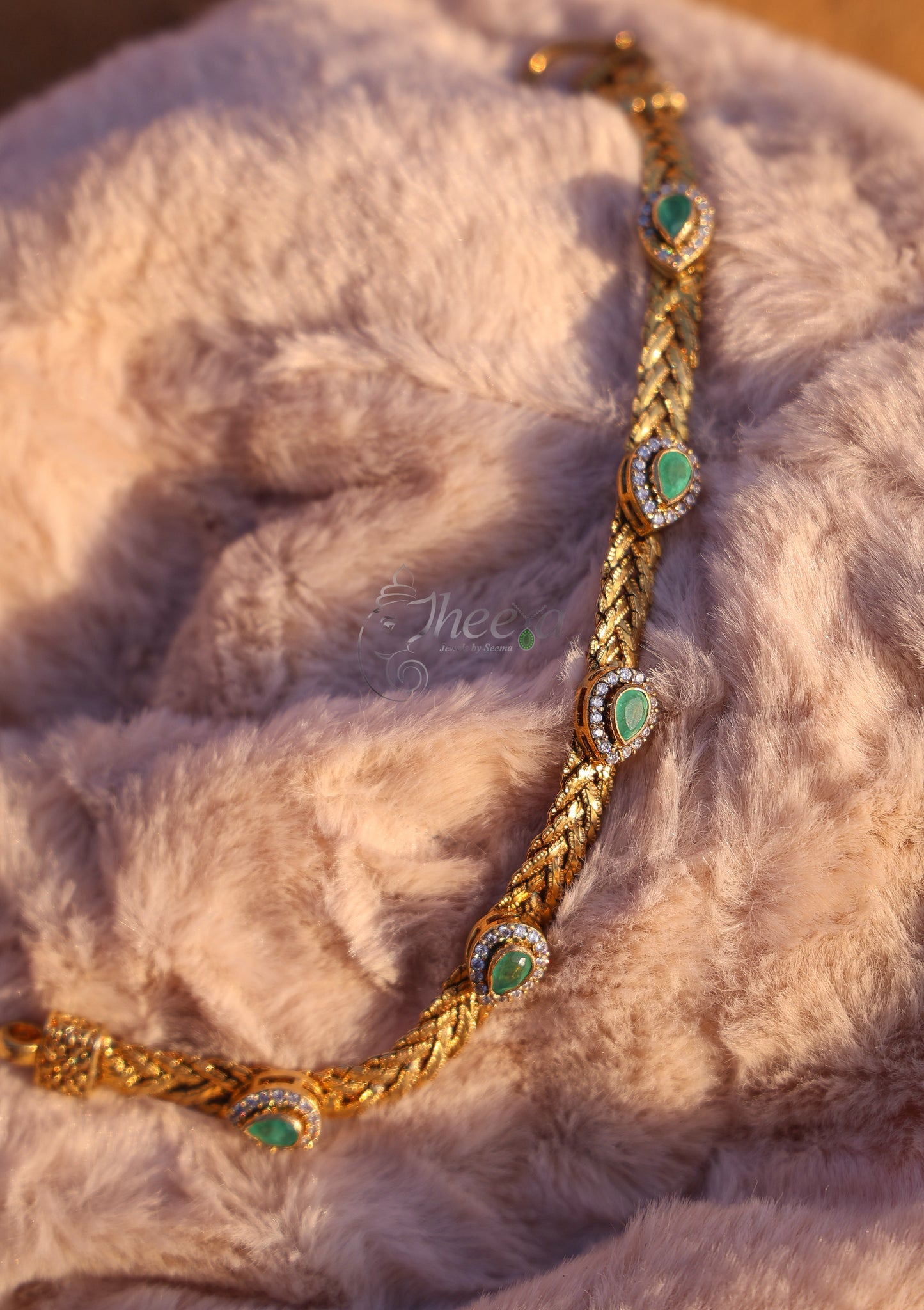 Tear drop green moissanaite bracelet