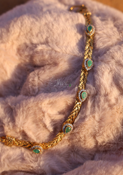 Tear drop green moissanaite bracelet