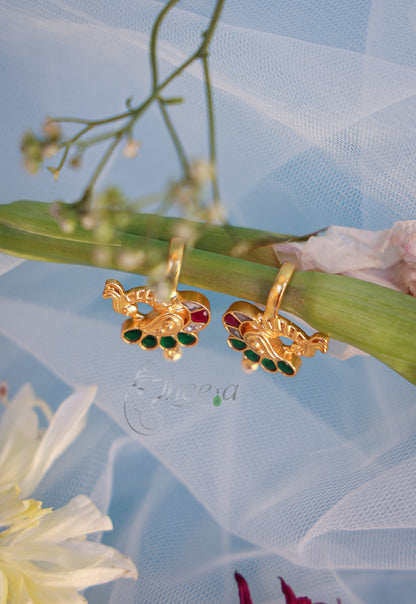 Green peacock bugadi with red n white BUGADI