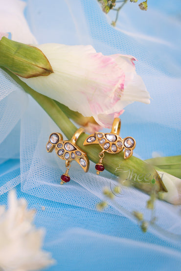 White bird with red bead drop bugadi