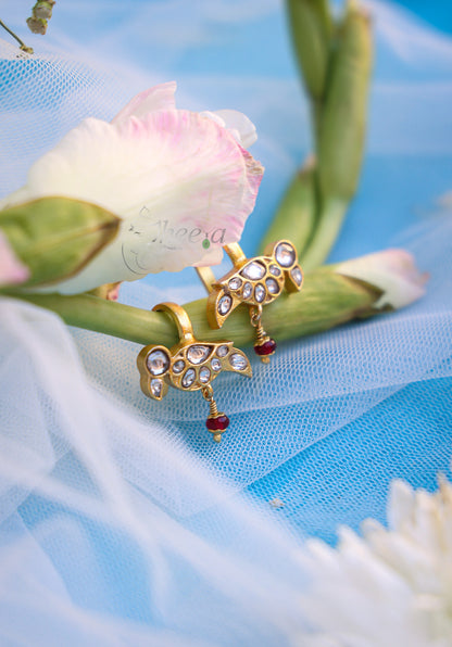 White bird with red bead drop bugadi