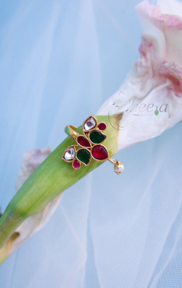 Red n green butterfly with pearl drop