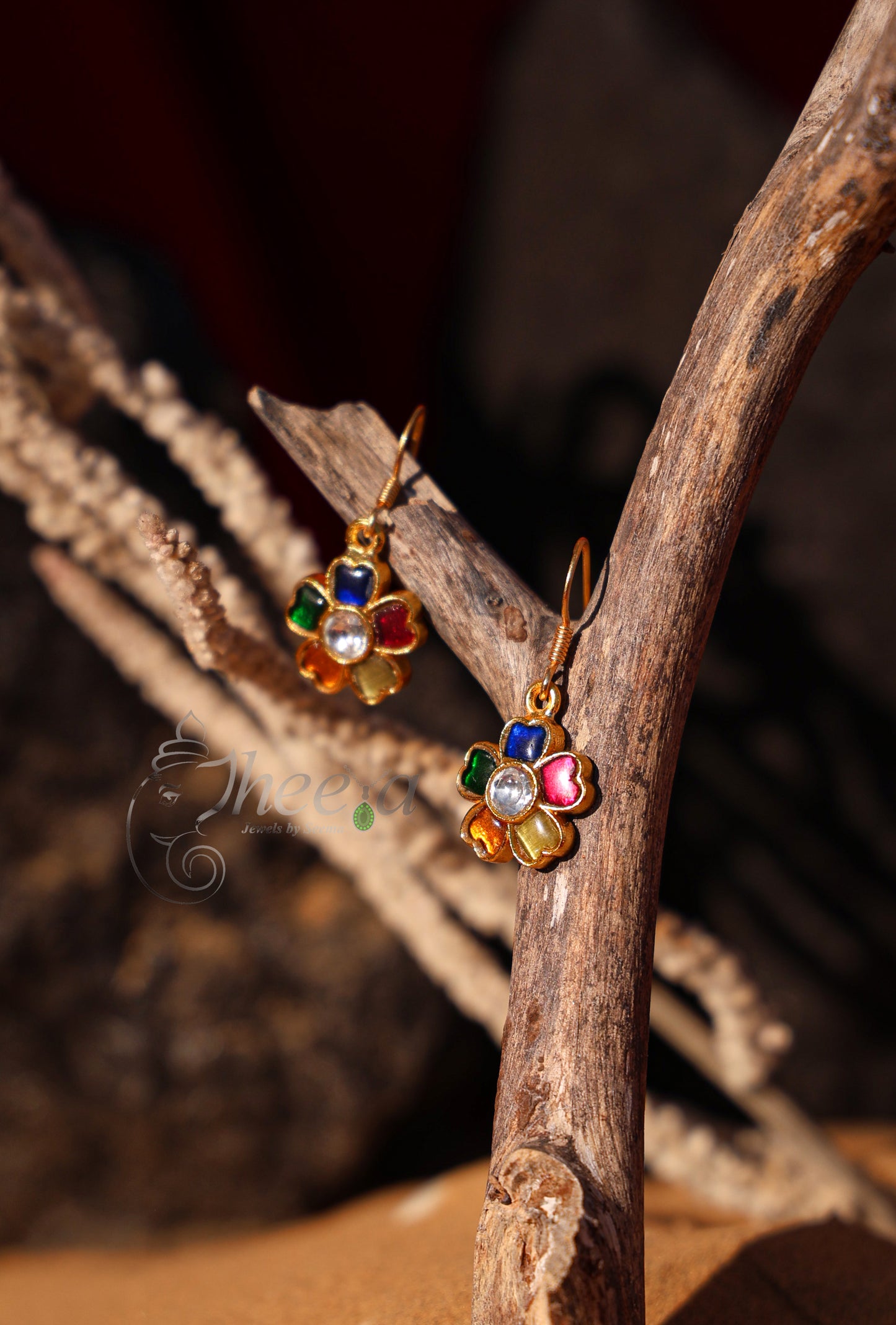 Multi Color Dropkundan  Earrings