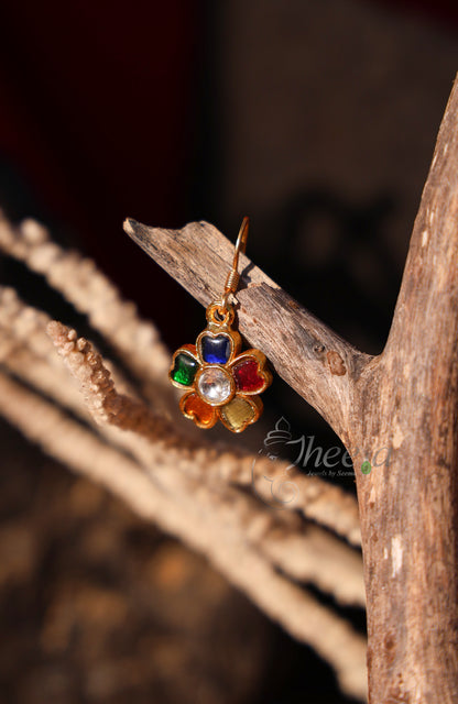Multi Color Dropkundan  Earrings