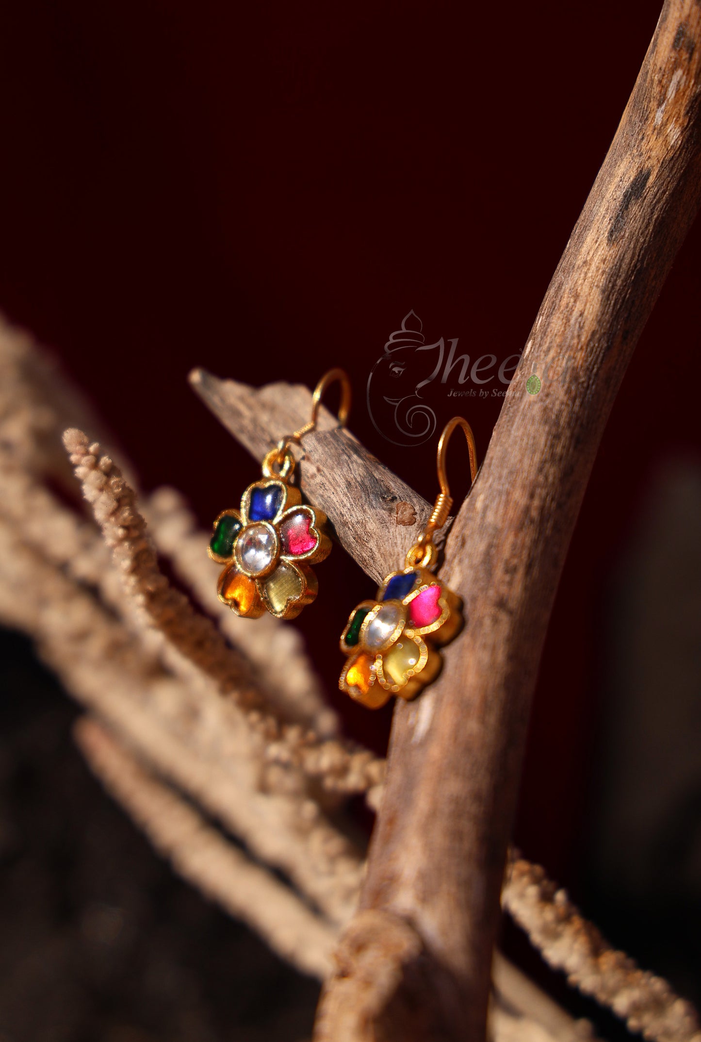 Multi Color Dropkundan  Earrings