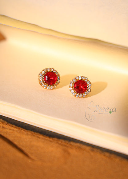 Small Red Stud with moissanaite