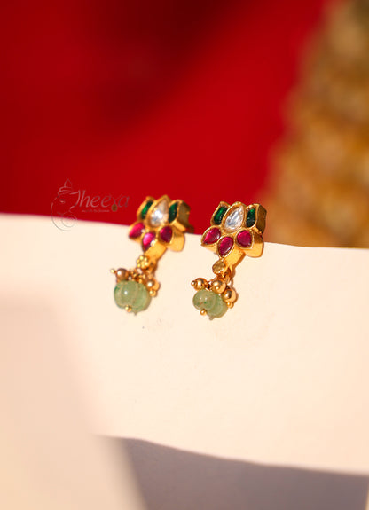 Multi color Lotus with green pumpkin drop