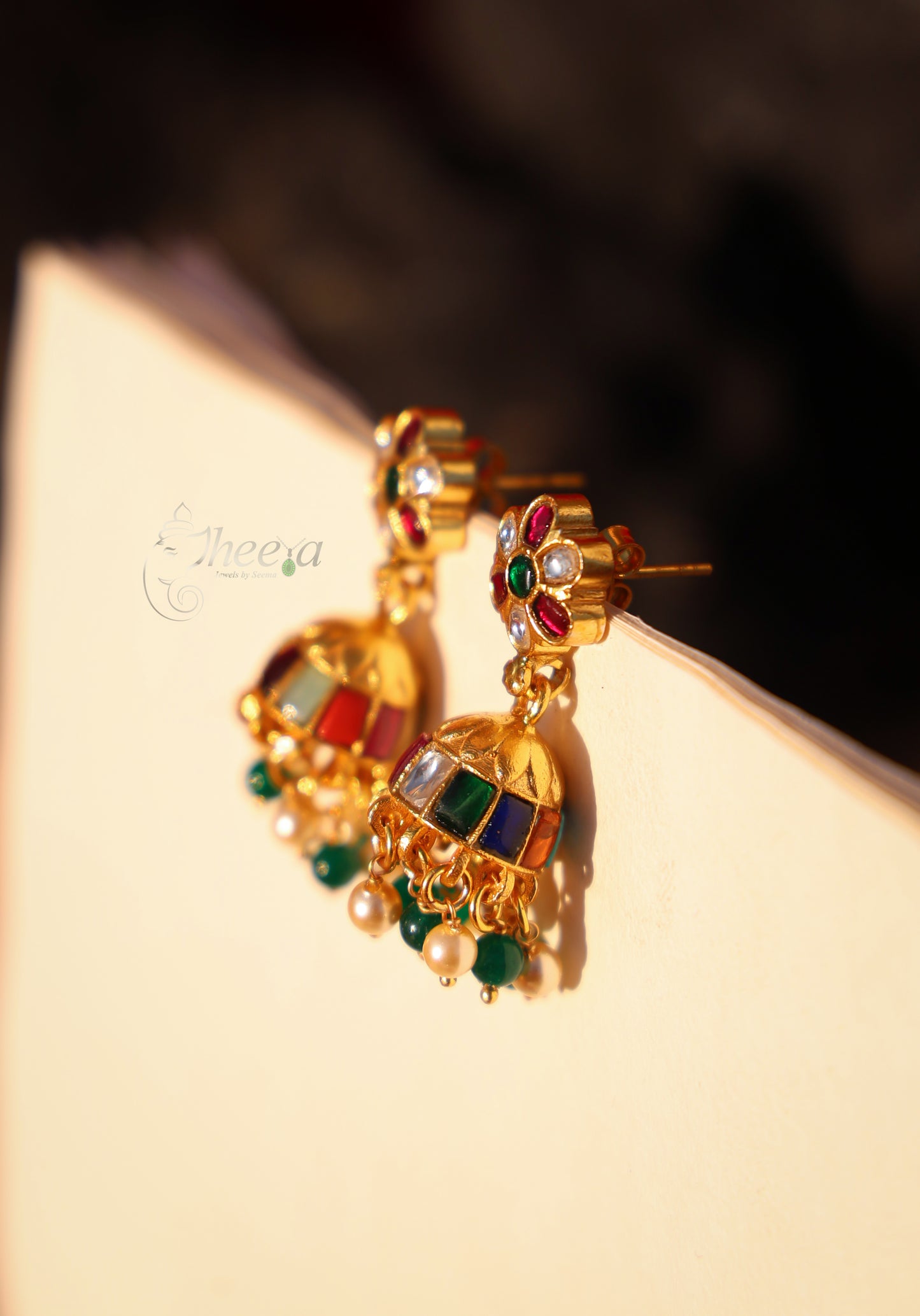 Multi Colour Jadao Kundan Jhumka