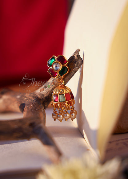 Multi color Jadao kundan Jhumka