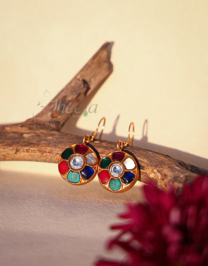 Multi Color round drop earring