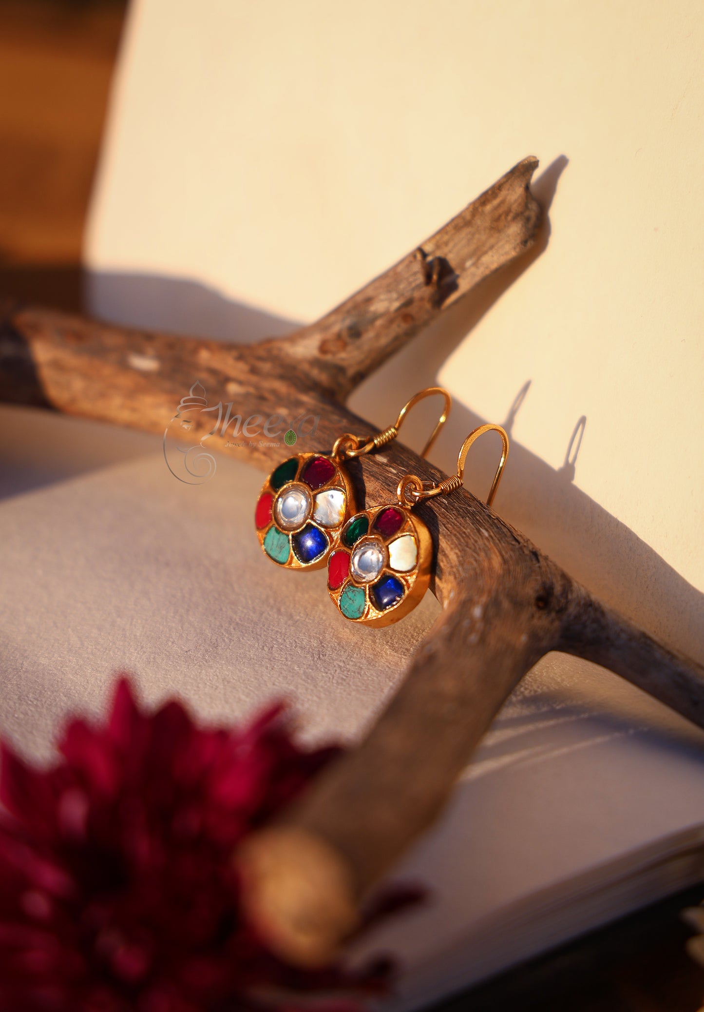 Multi Color round drop earring