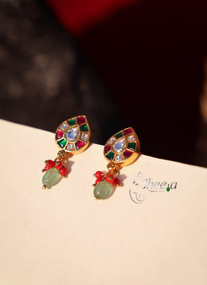 Multi Color Tear Drop with green bead