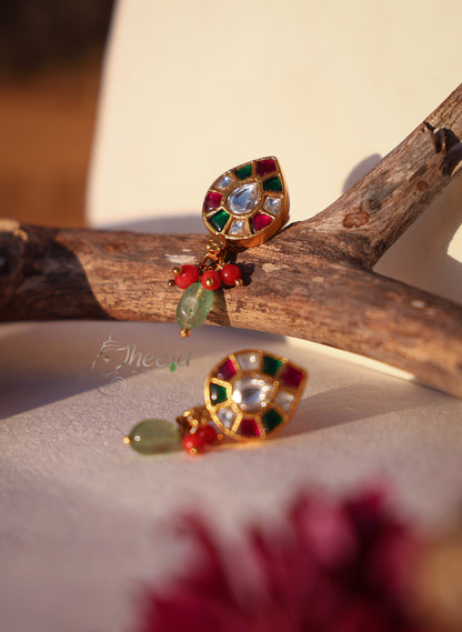 Multi Color Tear Drop with green bead