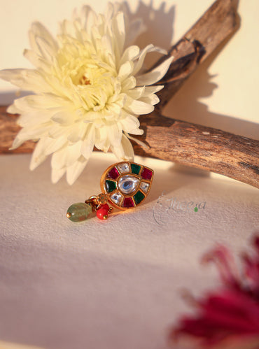 Multi Color Tear Drop with green bead