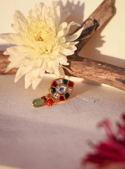 Multi Color Tear Drop with green bead
