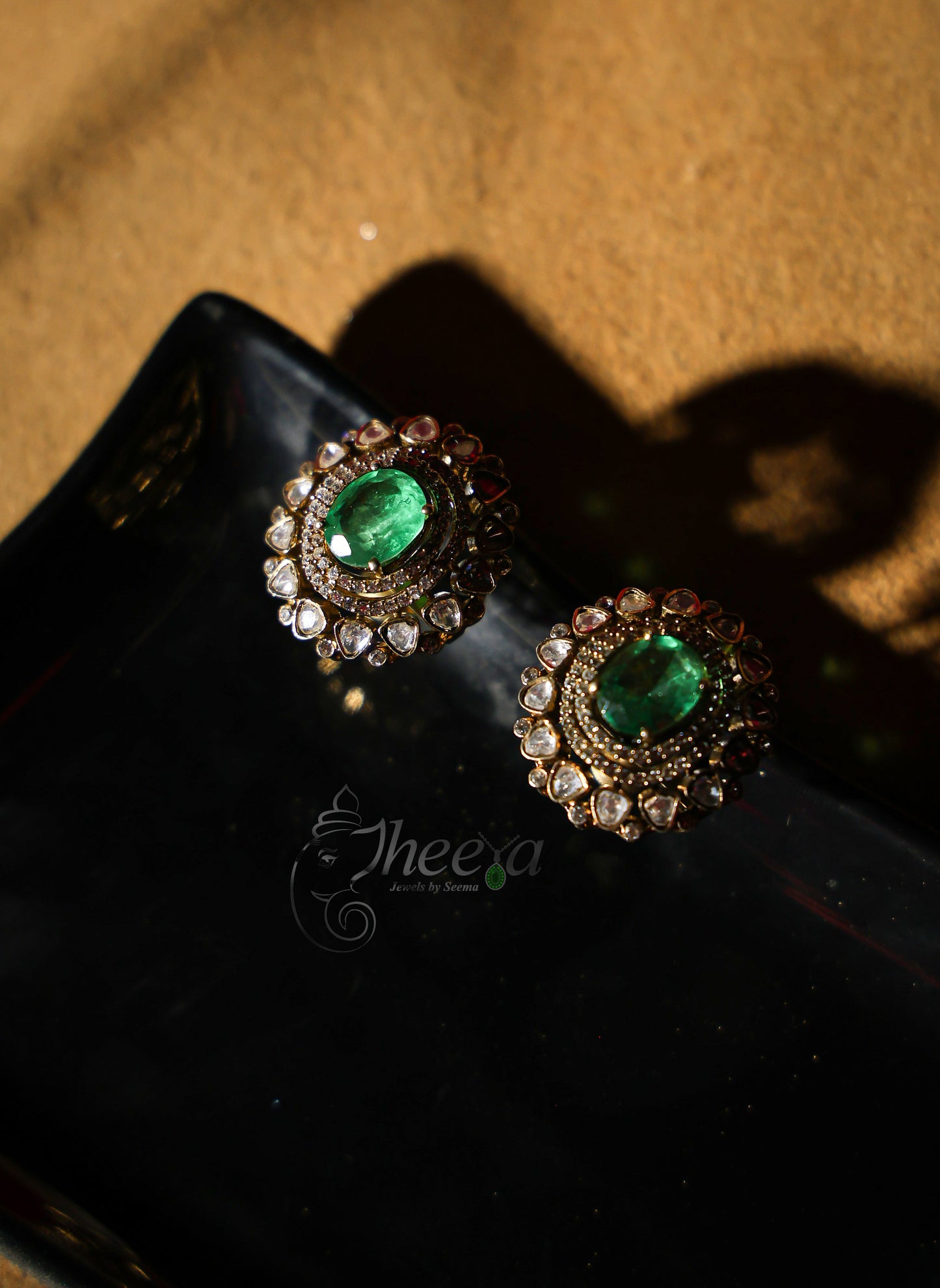 big Green center with Moissnaite studs