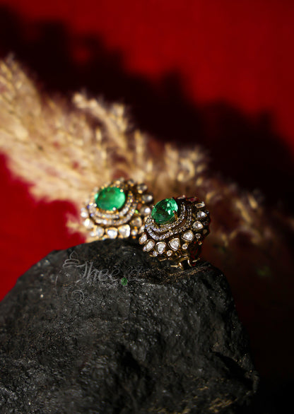 big Green center with Moissnaite studs