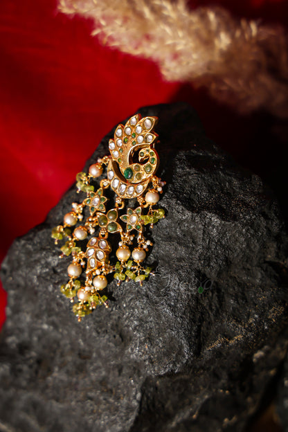 Jadao kundan Peacock with peridots