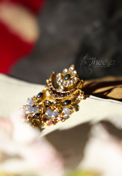 Amethyst jadao kundan long earrings