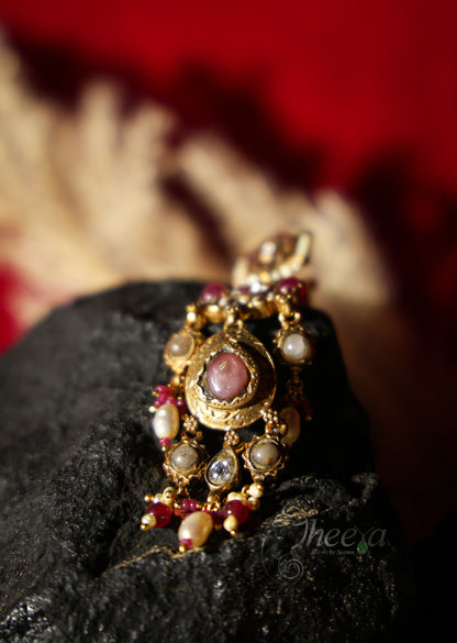 Pink stud Jadao kundan Danglers