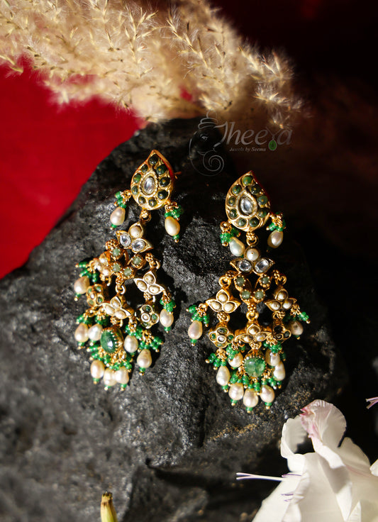Green Mango stud with beads danglers