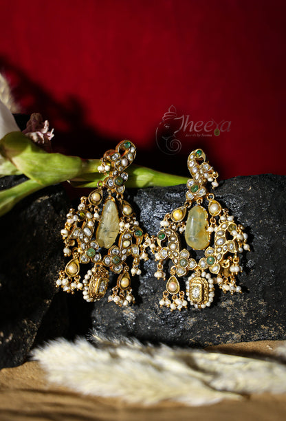 big lime green stone danglers
