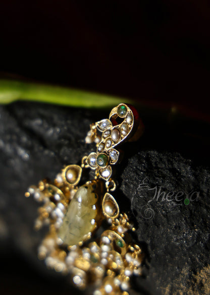 big lime green stone danglers