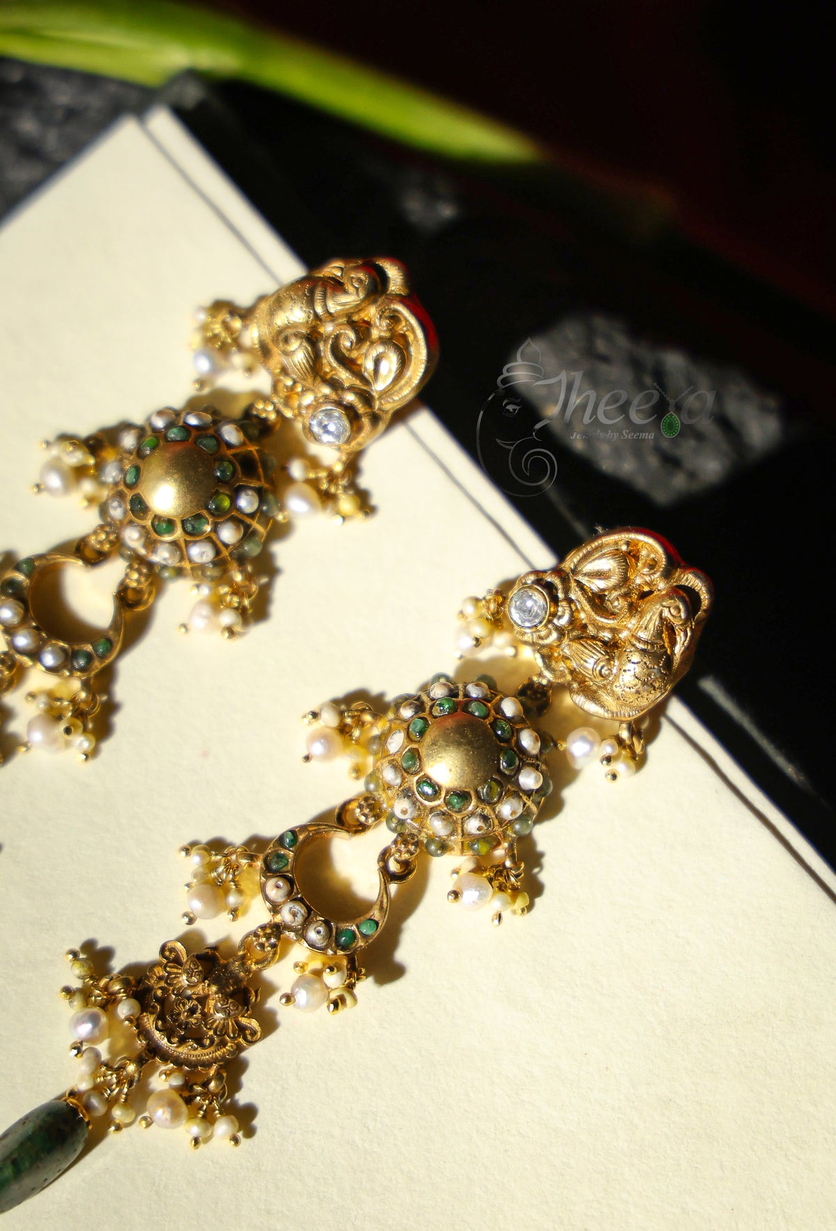 Rajwada Danglers Peacock Green Long Earrings