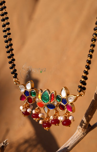 Multi color 2 line black beads