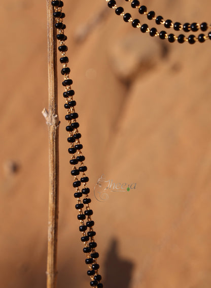 Multi color 2 line black beads