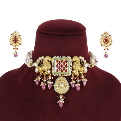 Kundan Choker set with pink beads