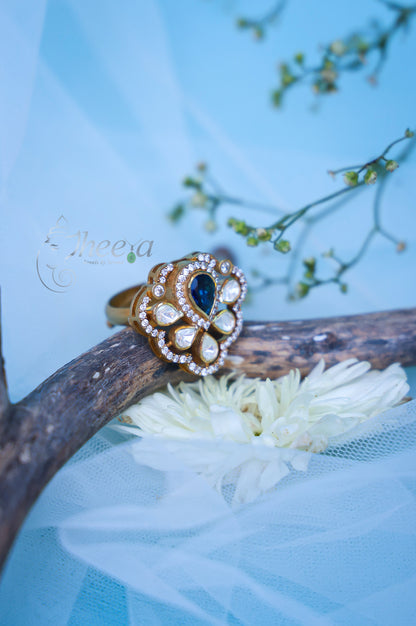 Sapphire blue with moissanite ring