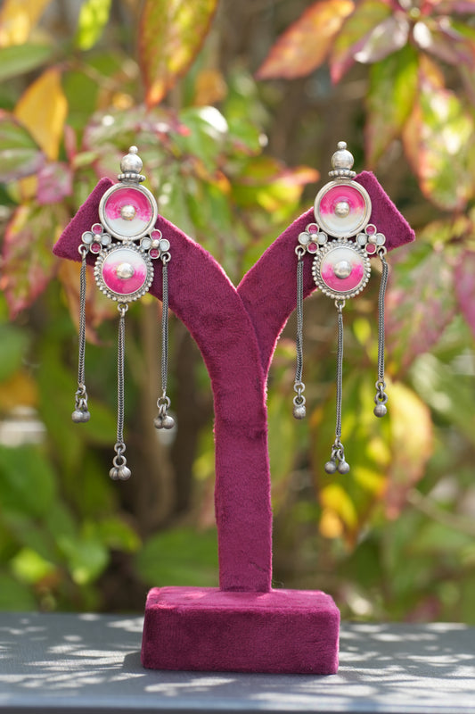 Vanya Pink and white long earrings