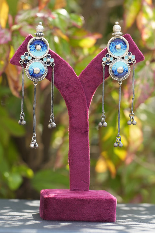 Vanya light n dark Blue long  earrings