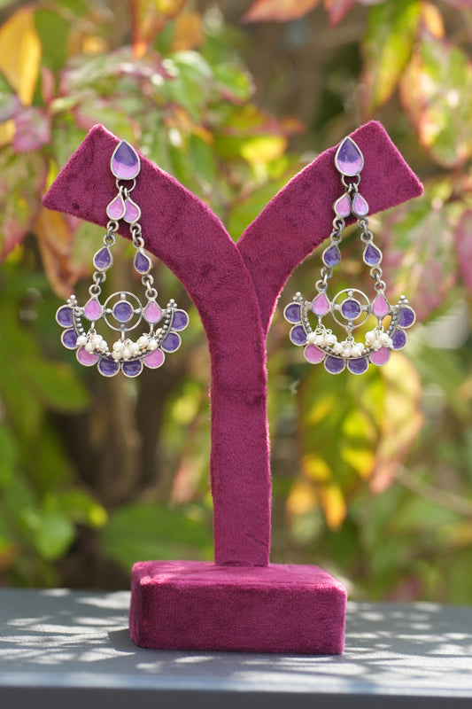 Vanya Purple n Pink Pearl Earrings