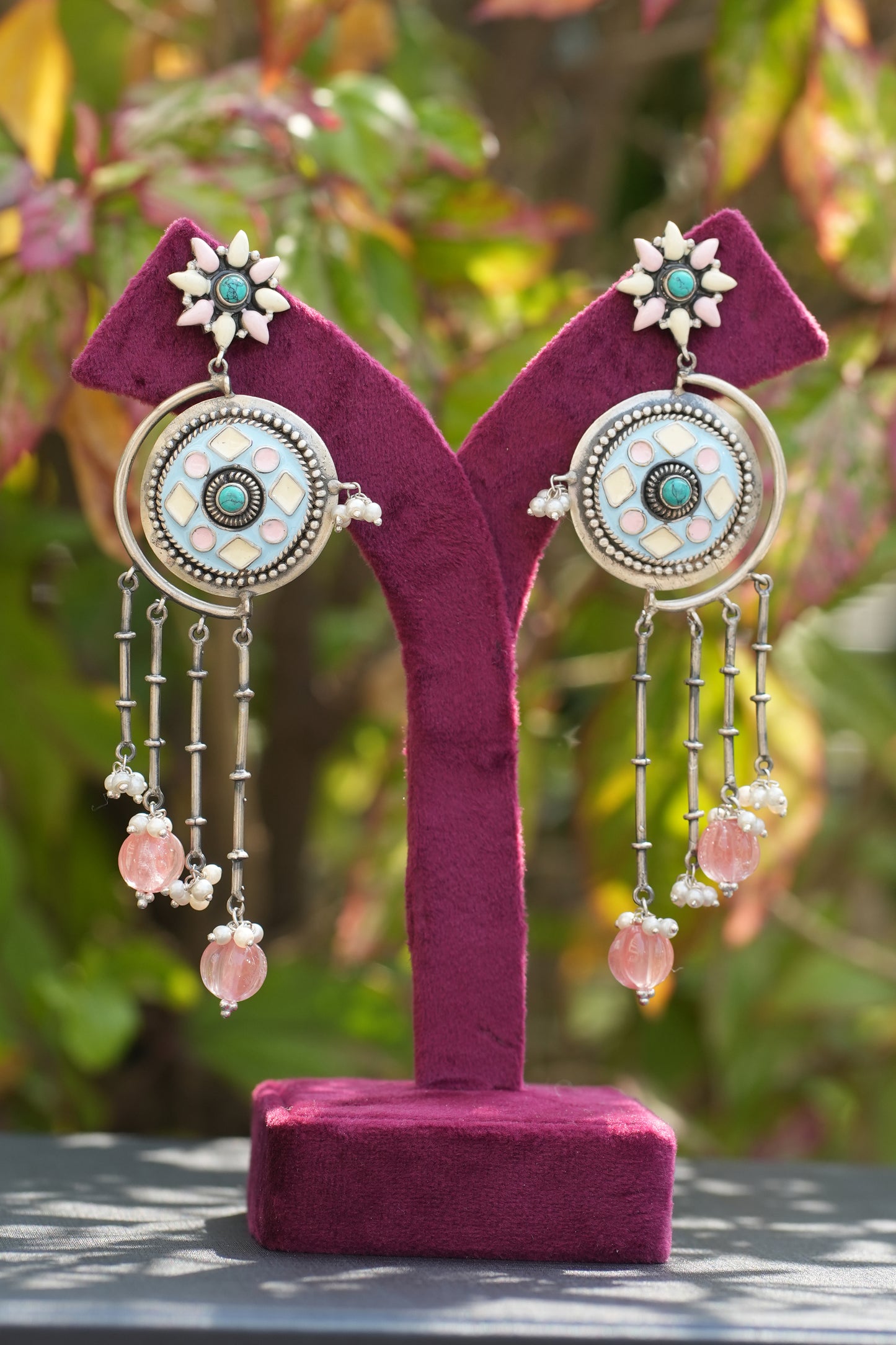 Vanya light blue n Pink danglers