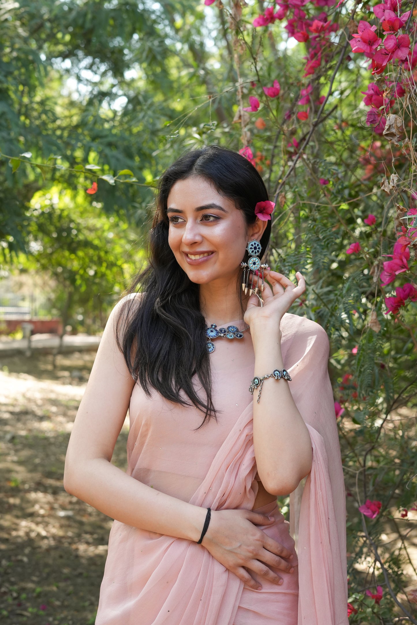 Vanya light n dark blue big earrings