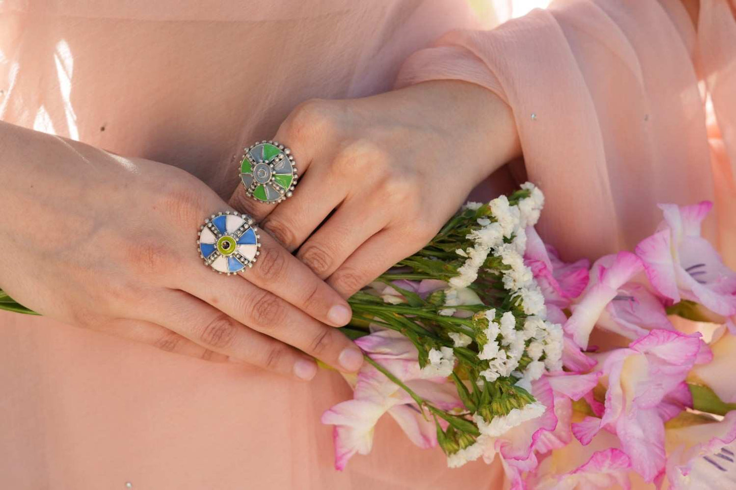 Vanya Blue n pink Ring