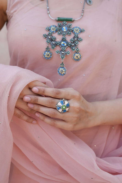 Vanya Blue n pink Ring