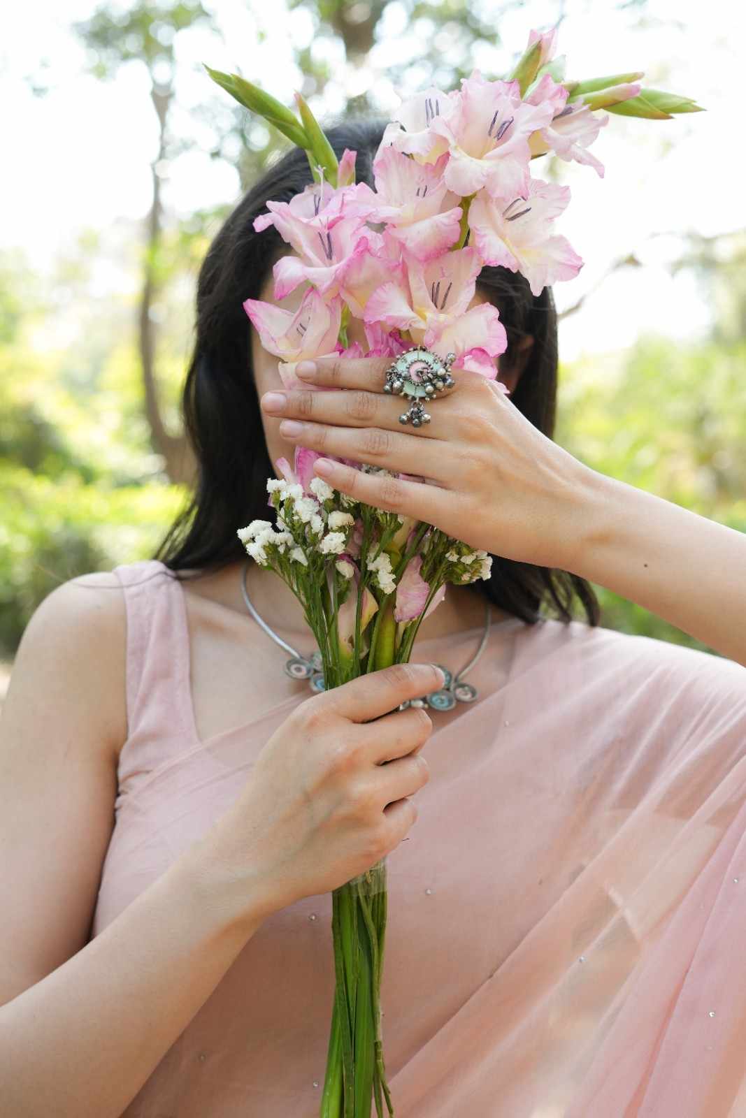 Vanya Light blue n Pink Ghungaroo Ring
