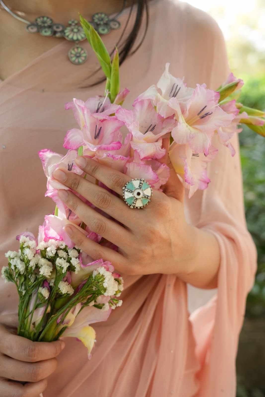 Vanya white n Mint Ring