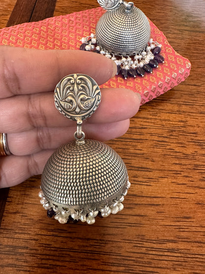Big jhumka with amethyst beads