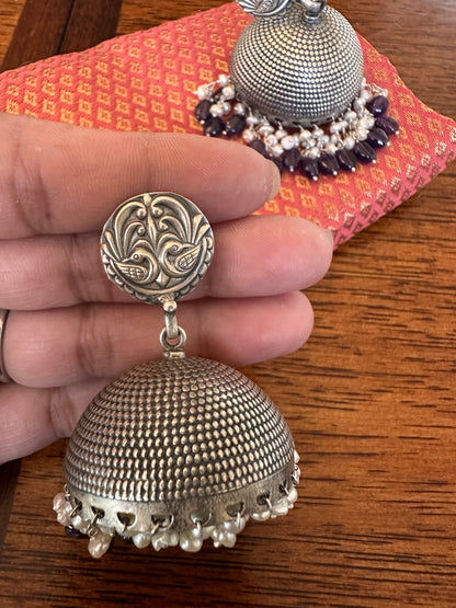 Big jhumka with amethyst beads