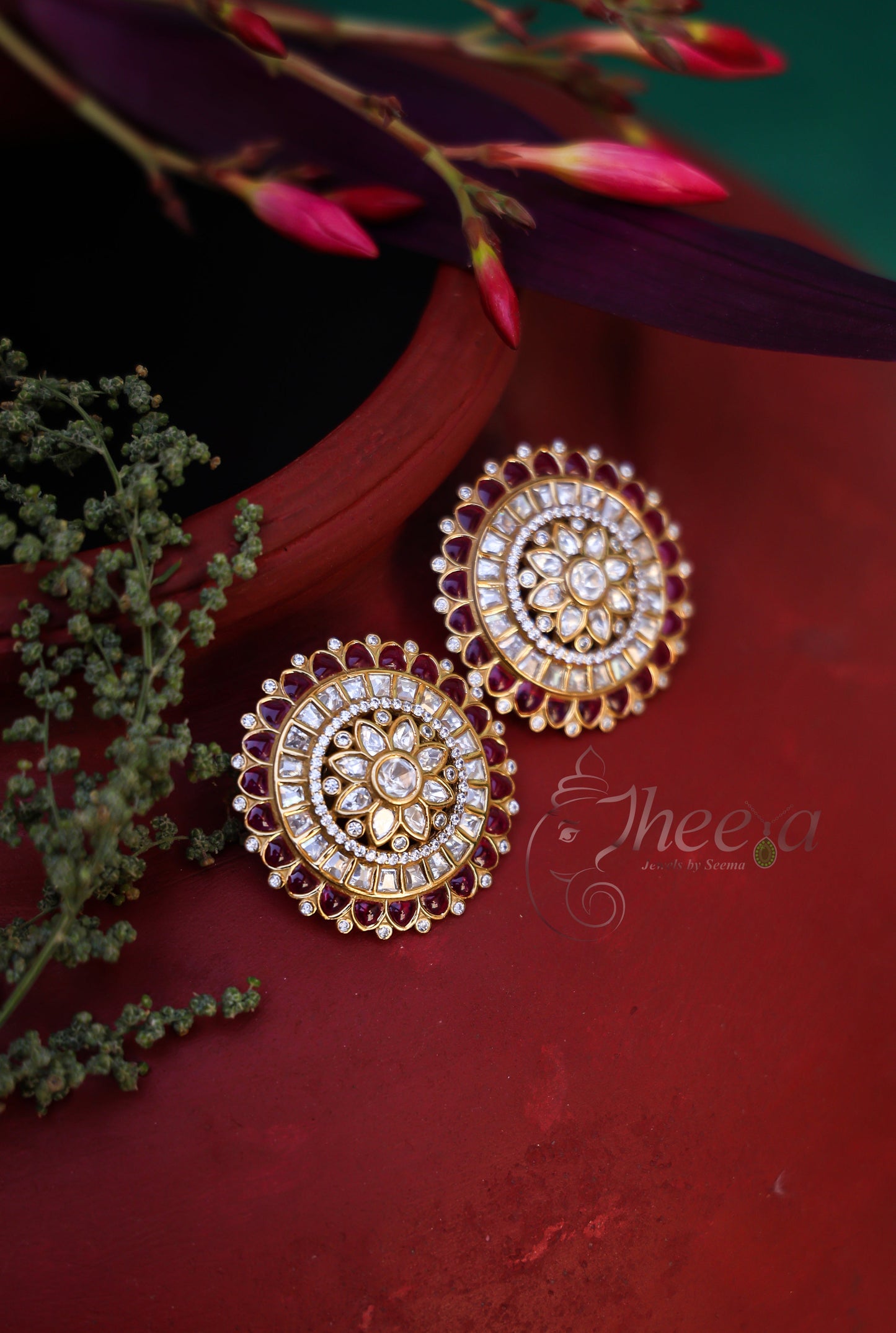 Riwaayat big Pink Polki Studs