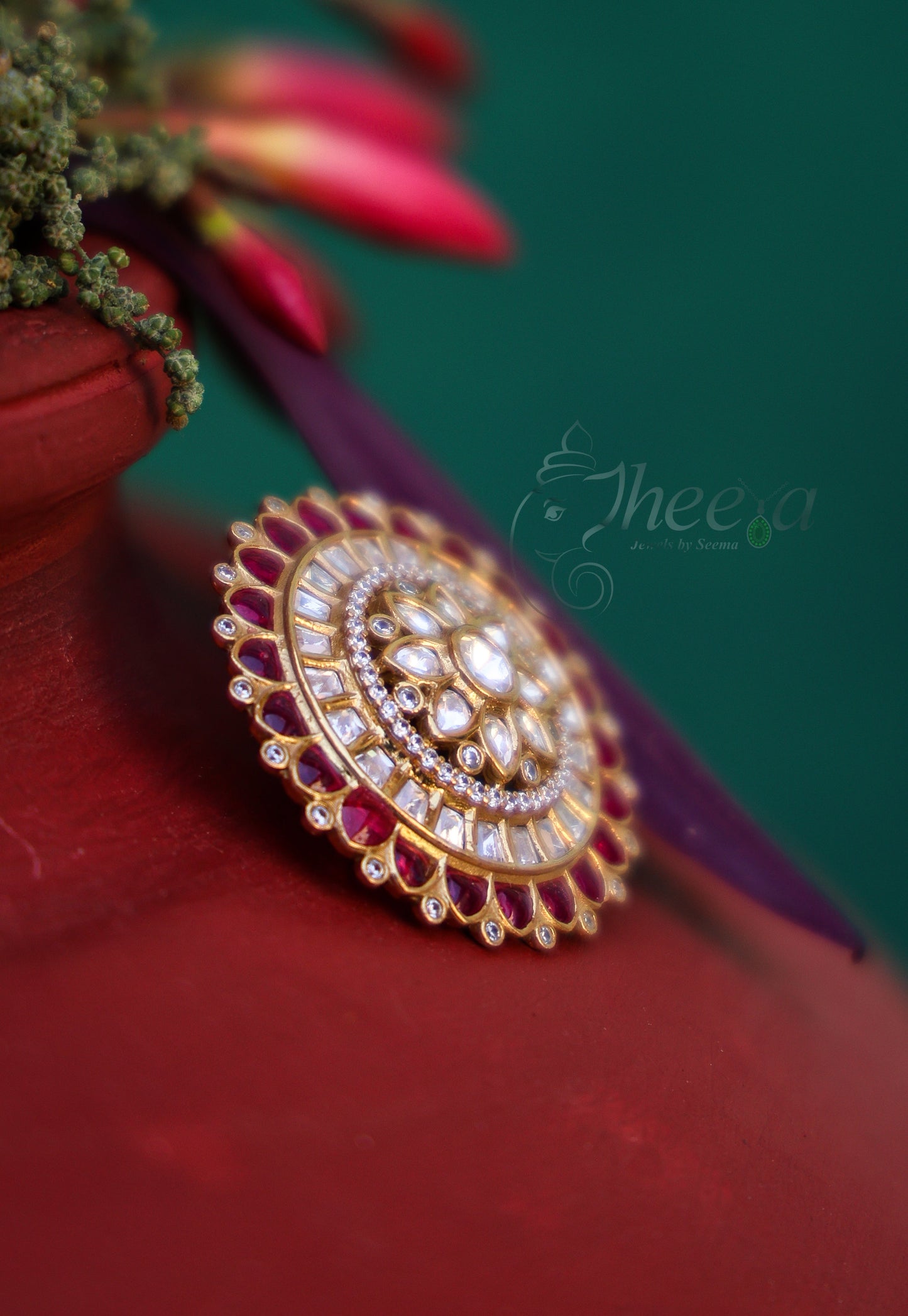 Riwaayat big Pink Polki Studs