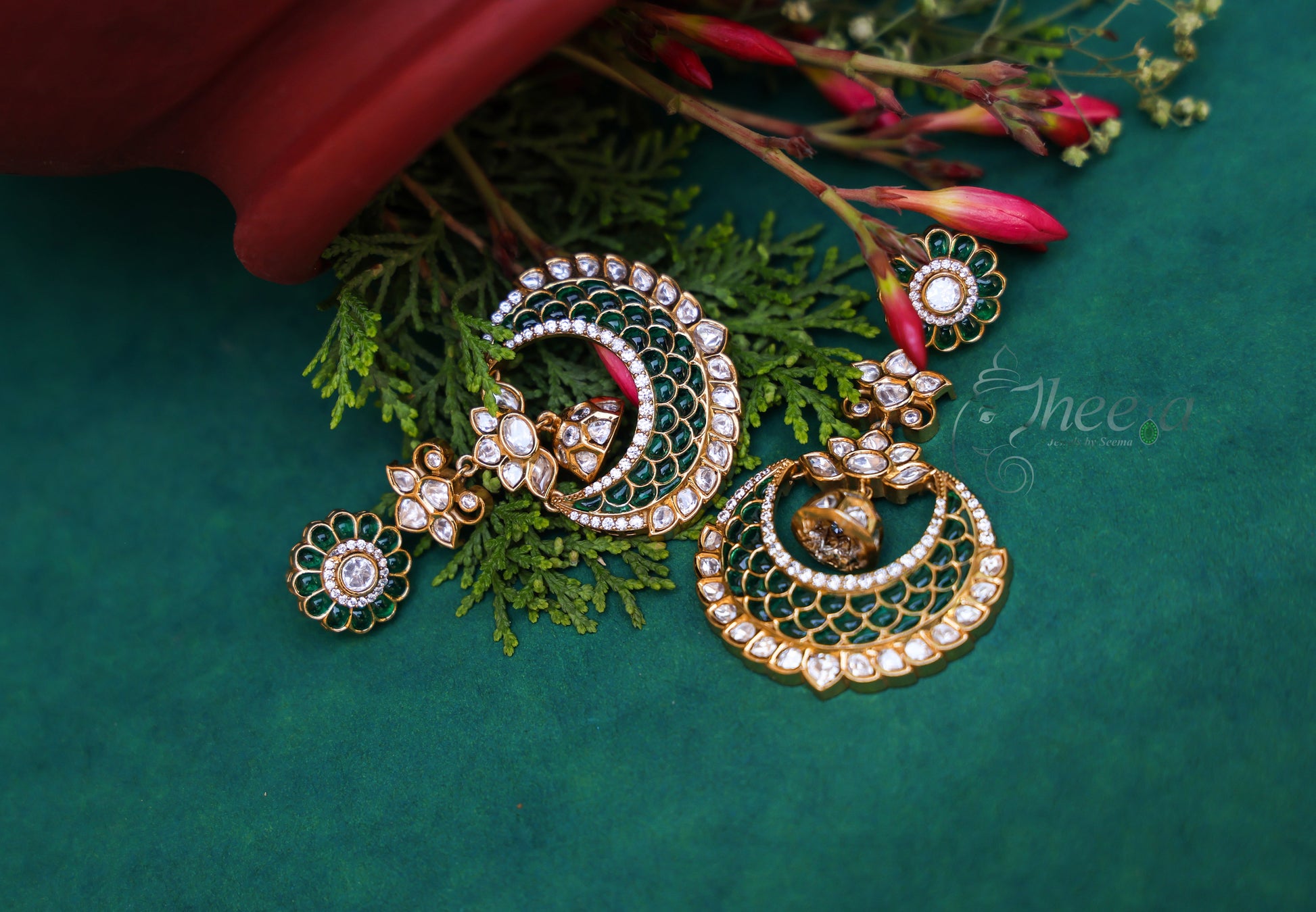 Riwaayat green polki danglers