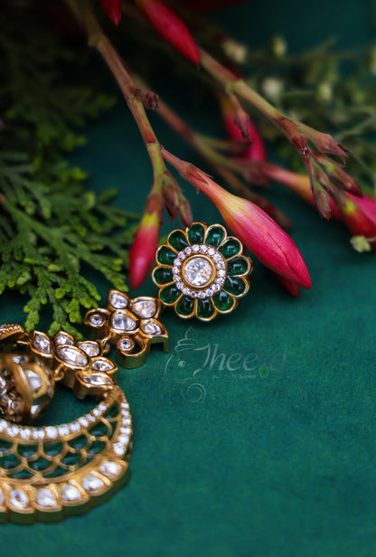Riwaayat green polki danglers